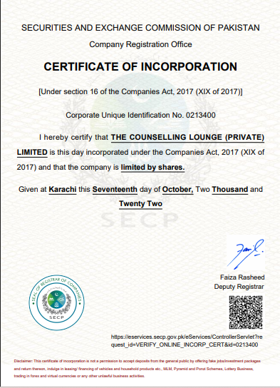 Incorporation Certificate Preview